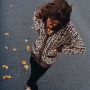 Zara Knit Cardigan in Brown and Pink